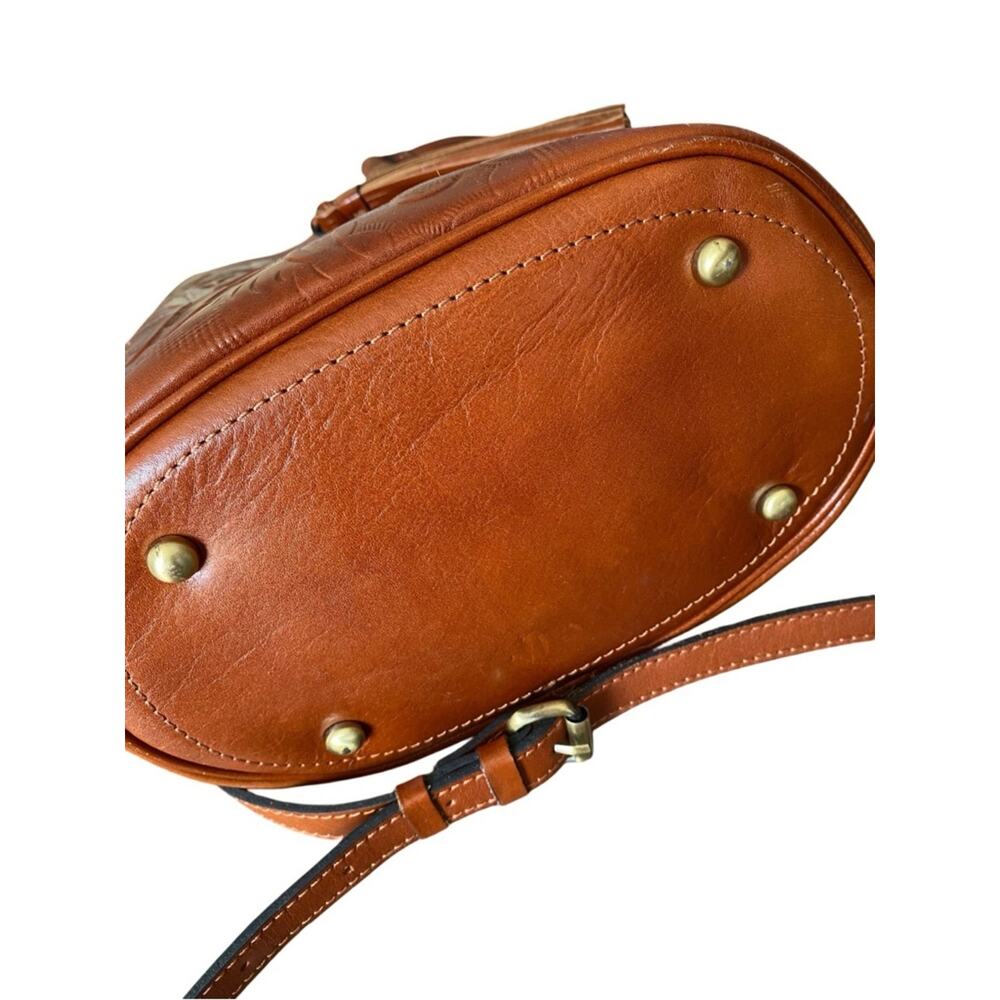 Patricia Nash Accadia Cut Out Tooling Leather Bucket Tassel Fringe Bag Purse - Picture 3 of 7